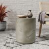 Rustic Magnesium Oxide Side Table With Fish Pattern Design - Gray - Image 5
