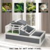 Luxury 3 Room Wooden Tortoise House Habitat With Turf Balcony & 2 Stories - Gray / White - Image 4
