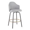Ahoy - Contemporary Fixed Height Counter Stool Round Footrest (Set of 2) - Light Gray / Black - Image 2