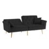 Velvet Tufted Sofa Couch With 2 Pillows And Nailhead Trim - Black - Image 7
