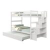 Twin Over Twin Bunk Beds With Twin Trundle And Stairway Storage Function - White - Image 7