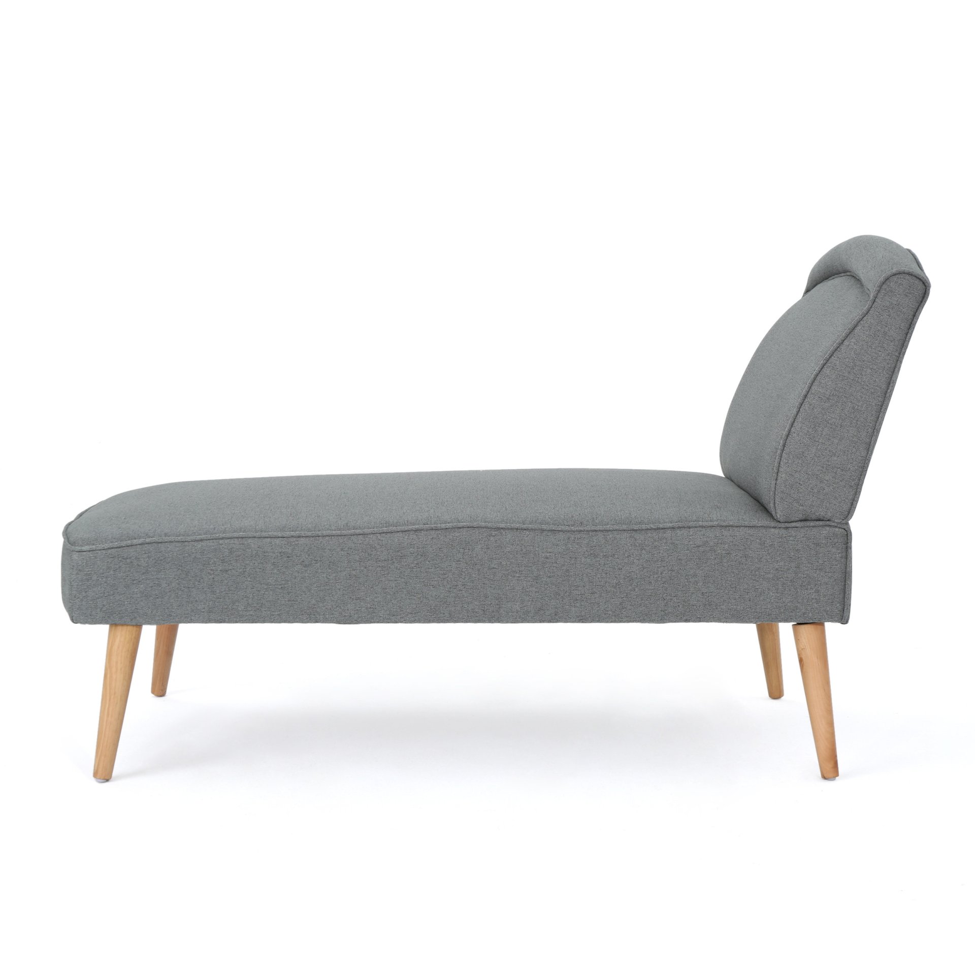 Fabric Chaise Lounge With Rubberwood Frame - Slate - Image 6