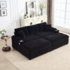 Convertible Sectional Sofa Bed Set With Armrest Storage, Cup Holder, USB - Black - Image 13