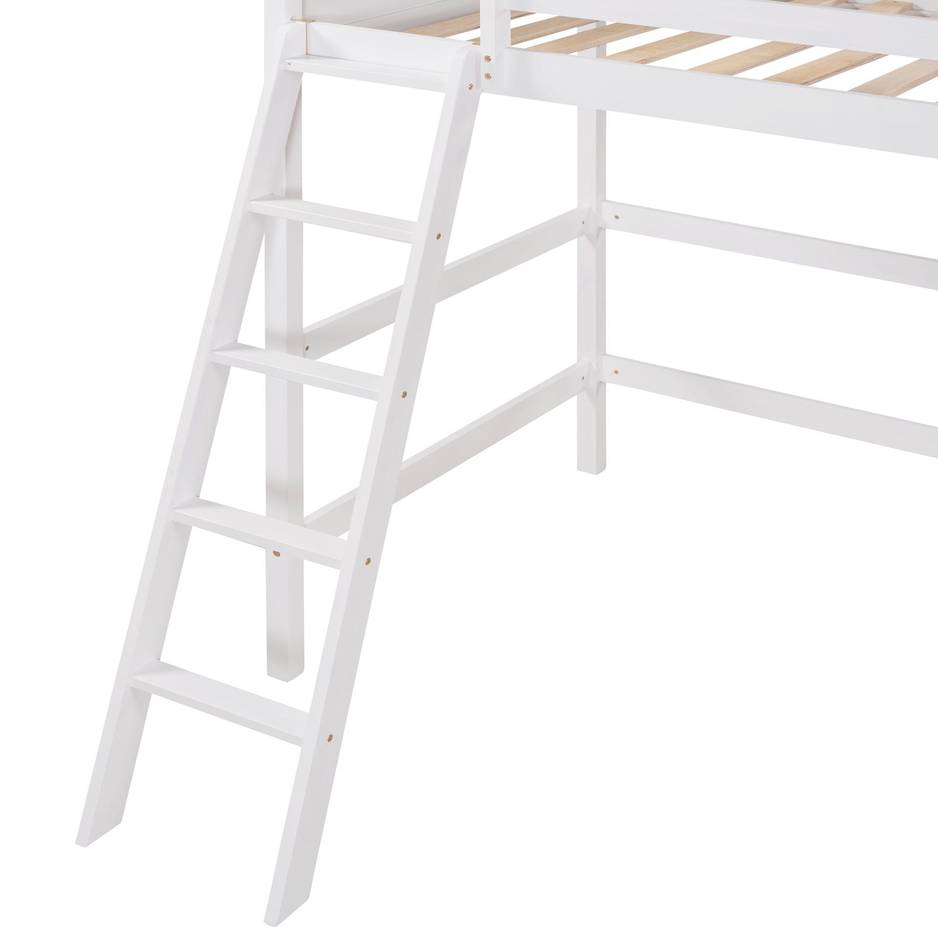 Twin Size Loft Bed With Ladder - White - Image 8
