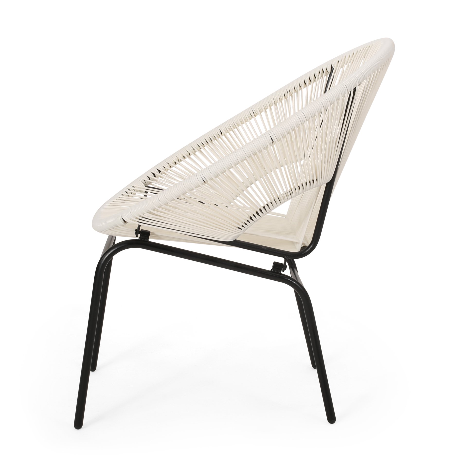 Nusa - Modern Outdoor Chair Set With Polyethylene Rattan And Iron Frame - White - Image 9