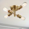 Ephemeral - 4 Lights Semi Flush Mount Retro Hallway Kitchen Bedroom Living Room Ceiling Pendant - Antique Brass / Clear / Gold - Image 2