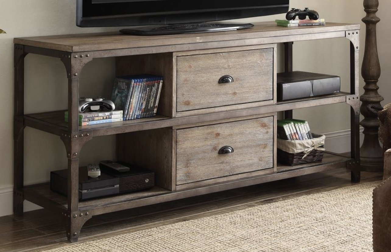 Gorden - TV Stand - Weathered Oak / Antique Silver - Image 5