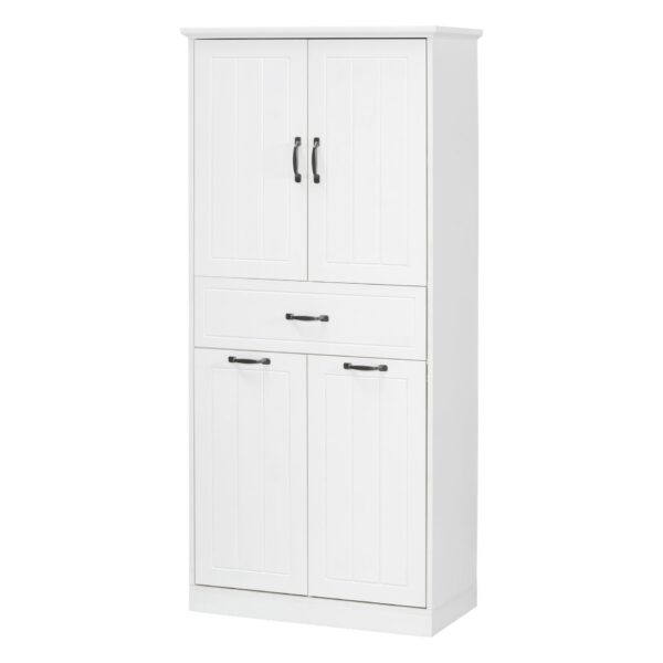Modern Bathroom Storage Cabinet With 2 Laundry Baskets, 1 Drawer, Adjustable Shelf - White