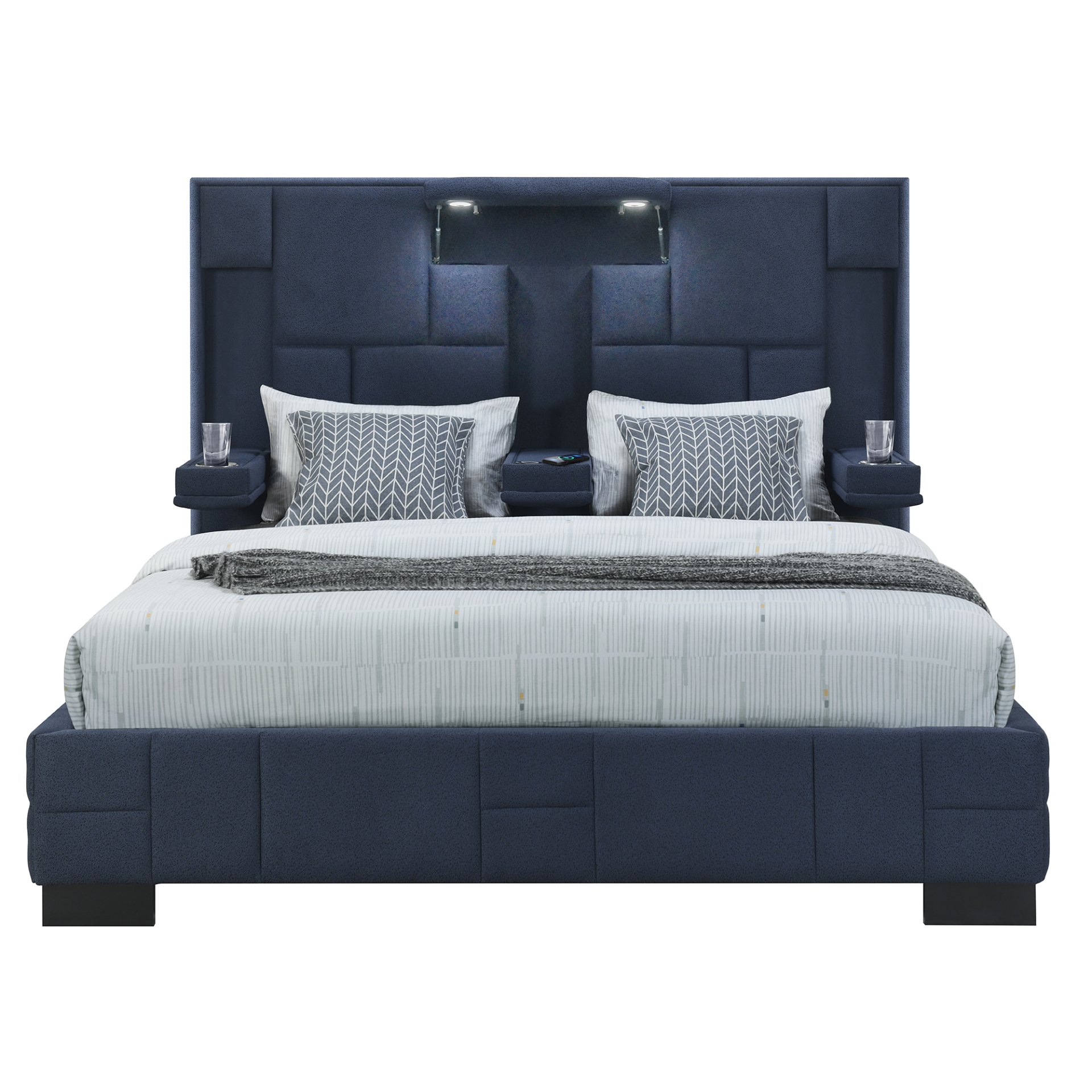 Yaris - Queen Bed - Navy Blue - Image 5