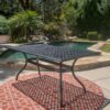Outdoor Aluminum Dining Table With Lattice Design And Center Umbrella Hole - Black - Image 2