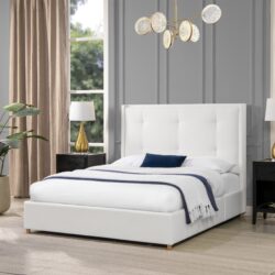 Miramar - Queen Cushion Back Headboard Platform Bed Frame - Antique White