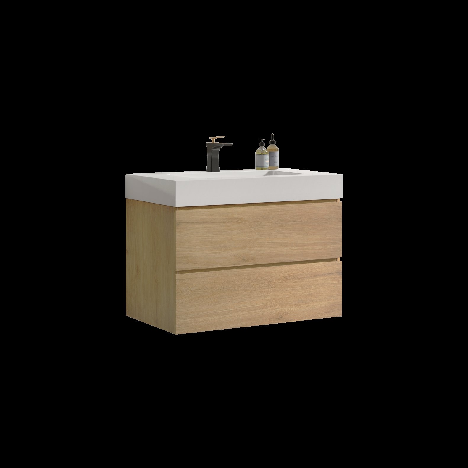Alice - U041-Alice30-106 Bathroom Vanity With Sink, Large Storage Wall Mounted Floating Bathroom Vanity For Modern Bathroom - Oak / White - Image 5
