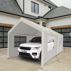 Carport, 10x20 Heavy Duty Portable Carport Garage Tent For Outdoor Storage Shelter - White