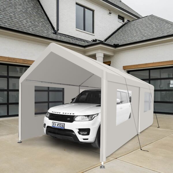 Carport, 10x20 Heavy Duty Portable Carport Garage Tent For Outdoor Storage Shelter - White