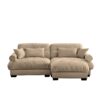Modern 2 Seater Sofa With Ottoman Round Bolster Armrests Waist & Throw Pillows - Camel - Image 11