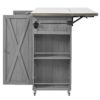 Outdoor Kitchen Island Fir Wood Kitchen Island With Stainless Steel Top, Ample Storage Space, Towel And Spice Racks And A Bottle Opener For Outdoor - Gray - Image 19