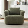 360° Swivel Chair, Chenille Upholstered Barrel Sofa Chair With Throw Pillow, For Living Room, Office - Green - Image 6