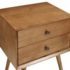 Mid Century Modern Double Drawer Nightstand - Caramel - Image 3