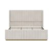 King Size Luxurious Corduroy Upholstered Bed Frame With Vertical Stripe Wingback Headboard And High Footboard - Light Gray - Image 8