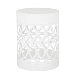 Outdoor Metal End Table Large - White