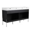 Deluxe 60" Freestanding Bathroom Vanity With Resin Double Sink - Dark Oak - Image 15