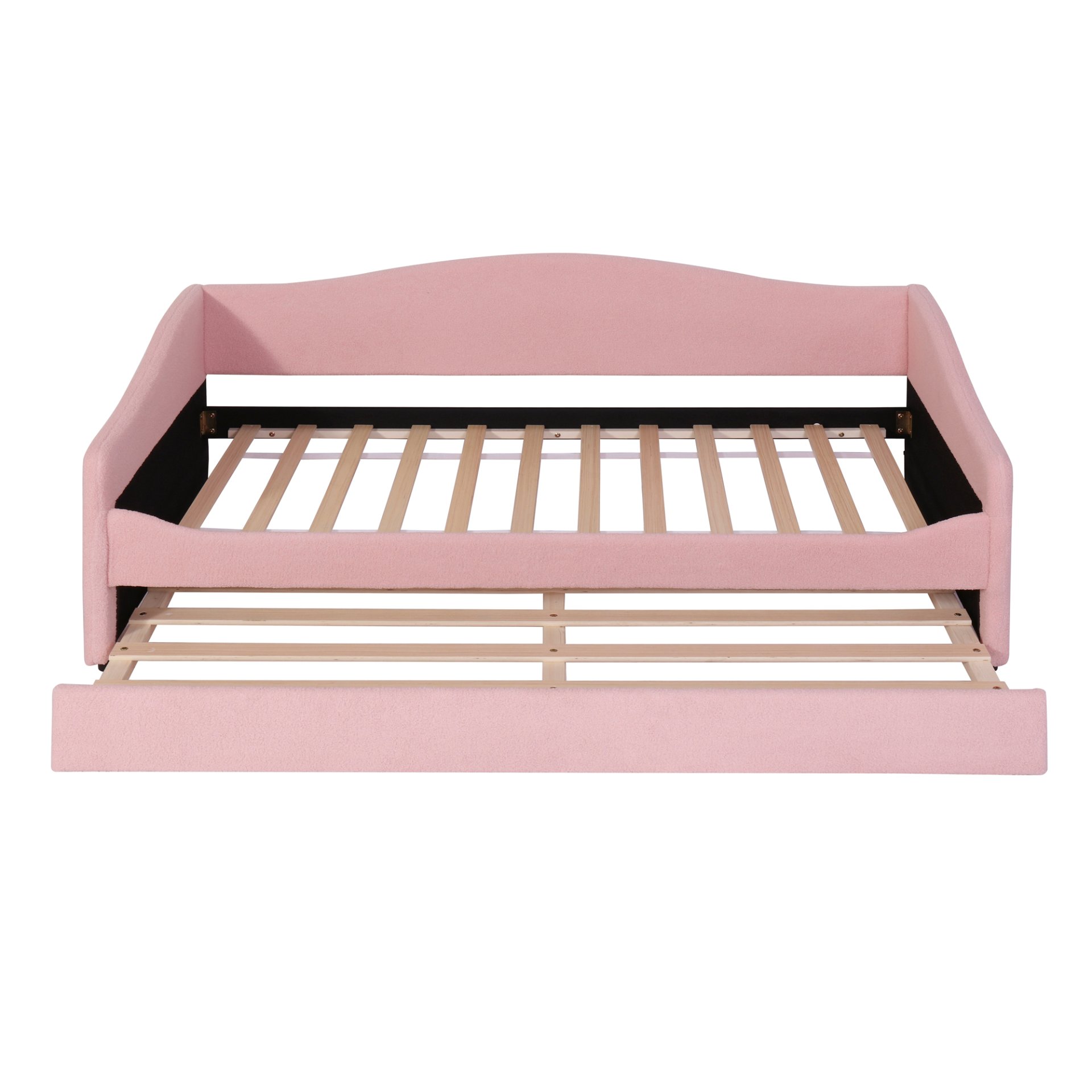 Twin Size Upholstered Daybed With Light And Trundle - Pink - Image 4