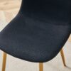 Luxury Simple Chair (Set of 4) Linen Cotton High Resilience Dining Chair With Metal en Legs - Black / Gold - Image 10