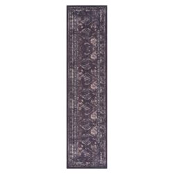 Maval - 2'6'' X 10' Washable Runner Rug - Black / Burgundy