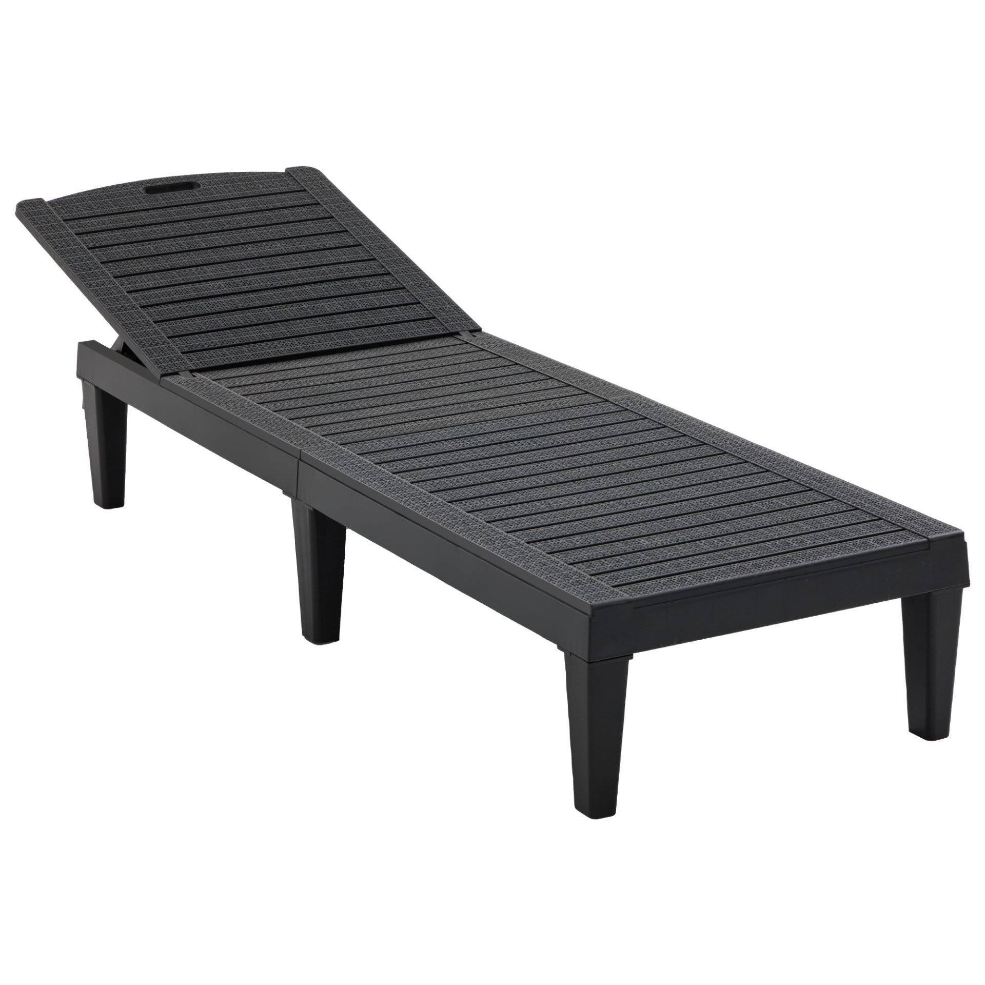 Outdoor Chaise Lounges (Set of 2) With Adjustable Backrest Polypropylene Resin For Patio, Poolside Or Beach - Black - Image 12