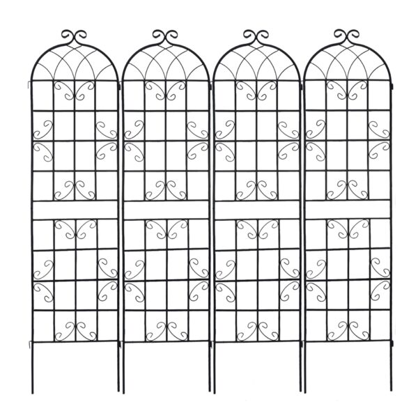 2 Pack Metal Garden Rustproof Trellis For Climbing Plants Outdoor Flower Support - Black