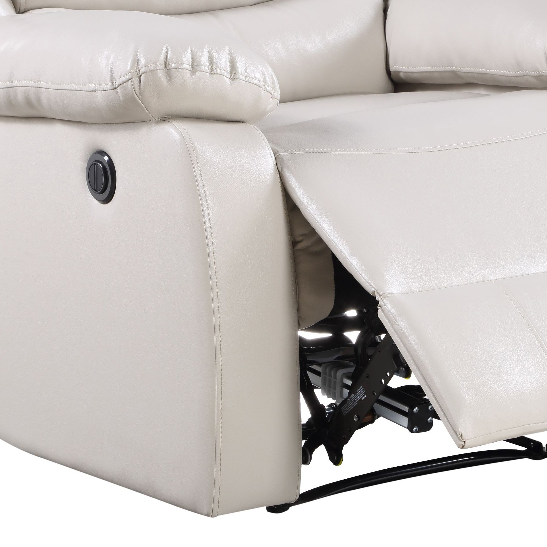 Eilbra - Synthetic Leather Power Motion Recliner - Beige - Image 9