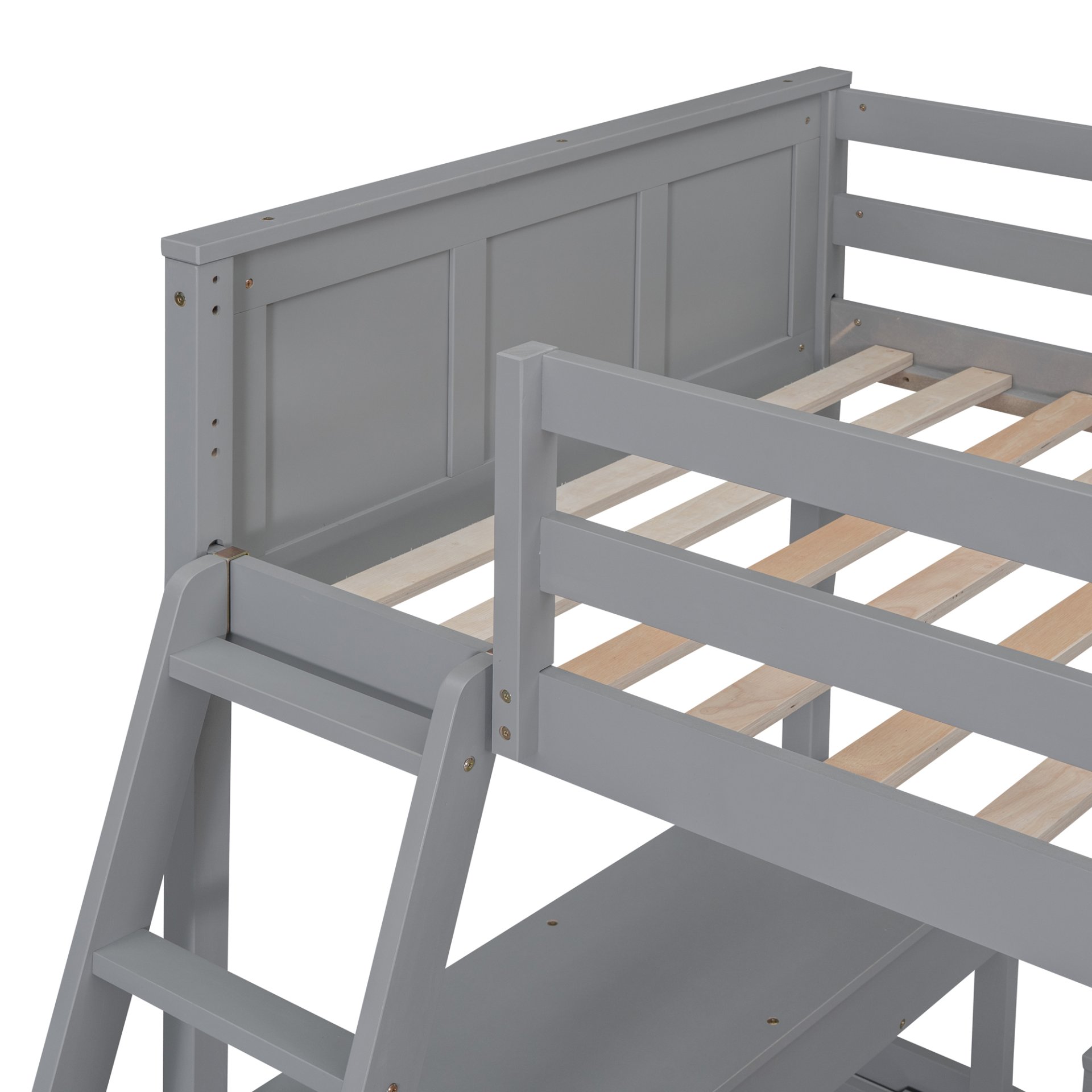 Twin Over Full Bunk Bed With Desk - Gray - Image 10