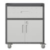 Sturdy And Durable Metal Tool Cabinet For Garage With Wheels Mobile Heavy Duty Storage Cabinet With 1 Drawer And 2 Locking Doors - Black - Image 4