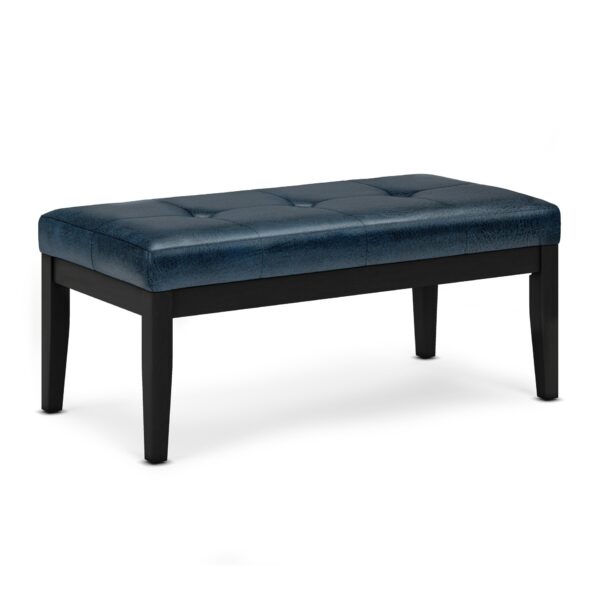 Lacey - Tufted Ottoman Bench - Distressed Dark Blue
