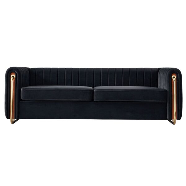 Contemporary Velvet Sofa Couch For Living Room - Black