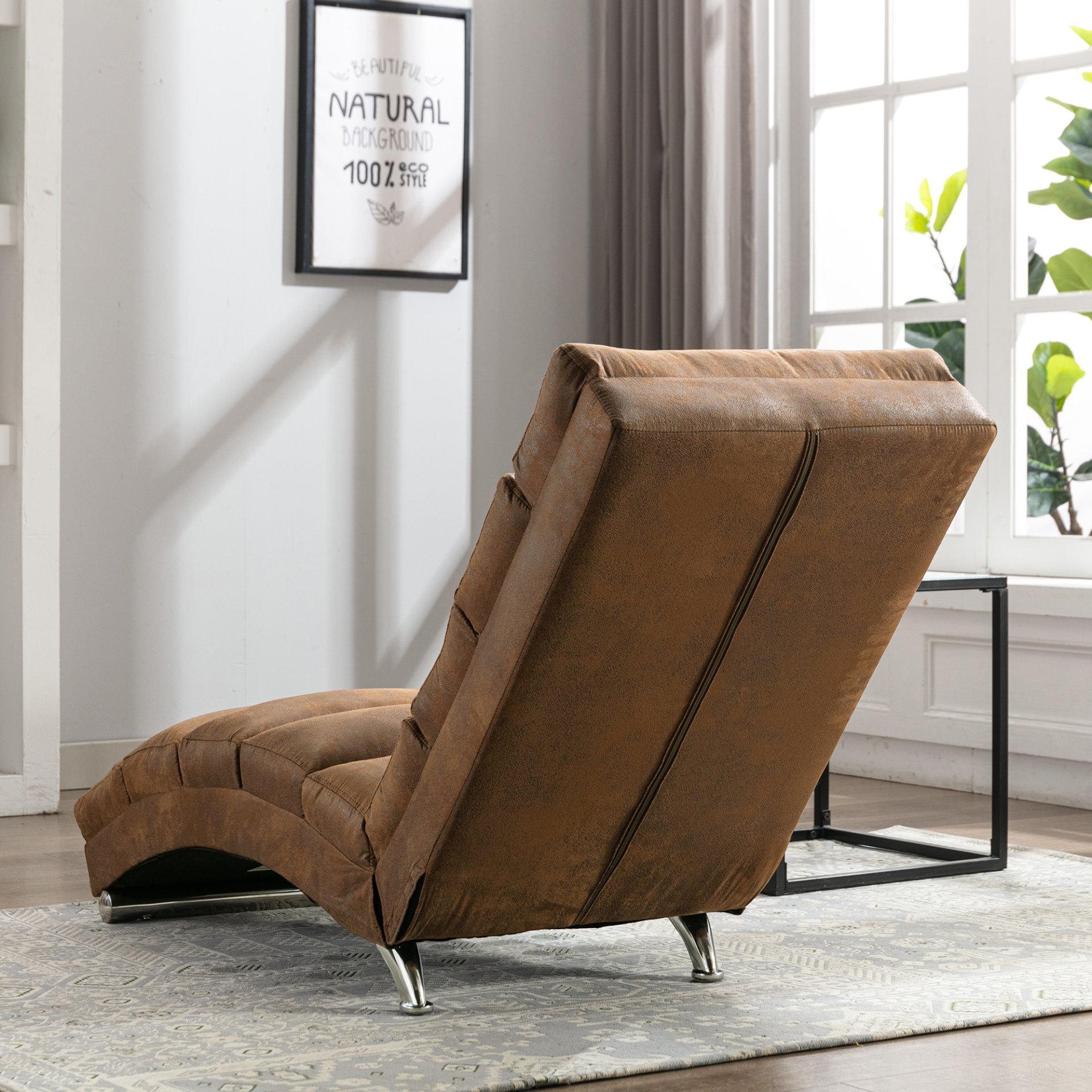 Linen Massage Chaise Lounge Indoor With Remote Control, Ergonomic Electric Massage Long Lounger - Coffee - Image 12