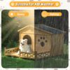 Wooden Dog House Outdoor With Porch, Dog Kennel With Water Resistant Asphalt Roof And Fencing, Indoor & Outdoor Dog Crate With Paw Print, Medium - Nature - Image 6
