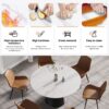53.15" Modern Artificial Stone Round Carbon Steel Base Dining Table, Can Accommodate 6 People - White / Black - Image 6