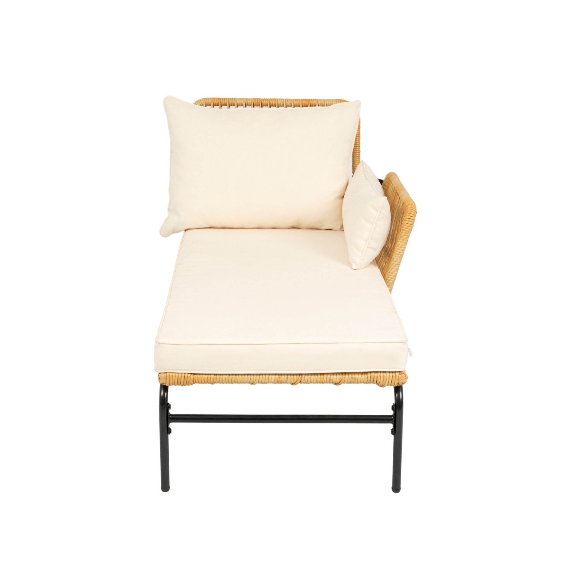 3 Pieces Outdoor Patio Wicker Furniture Sets Table And Chairs With Thick Cushion Outdoor Sofa Set Wicker And Cushion - Natural Yellow / Creme - Image 8