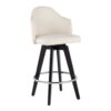 Ahoy - Contemporary Fixed Height Counter Stool Round Chrome Footrest (Set of 2) - Cream / Black - Image 2