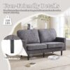 Mid Century Modern Loveseat Sofa, 2 Seater With USB & Removable Pillow Cover - Gray - Image 8