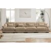 Super Comfort Oversized Modular Sectional Sofa With Movable Ottoman Deep Seat Convertible L Shaped Couch - Camel - Image 5