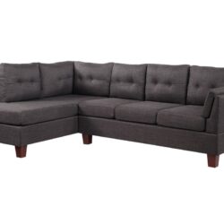 Dalia - Linen Modern Sectional Sofa With Left Facing Chaise - Dark Gray