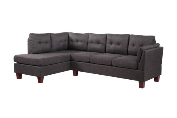 Dalia - Linen Modern Sectional Sofa With Left Facing Chaise - Dark Gray