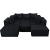 Luxury 8 Piece Modular U Shaped Sectional Sofa With Oversized Chaise Lounge And Bed Corduroy Upholstery - Black - Image 14