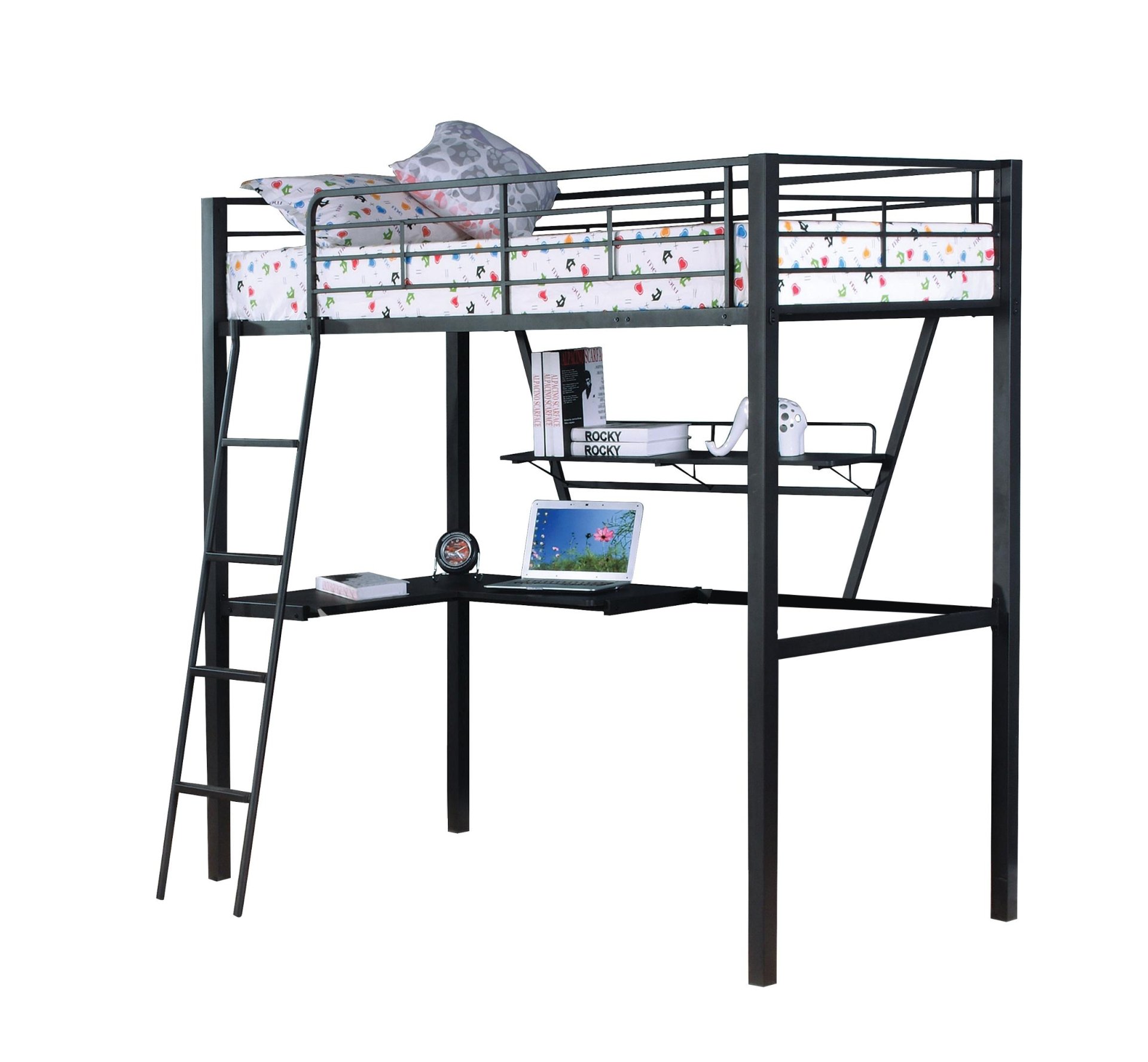 Senon - Twin Loft Bed With Desk - Black / Silver - Image 5