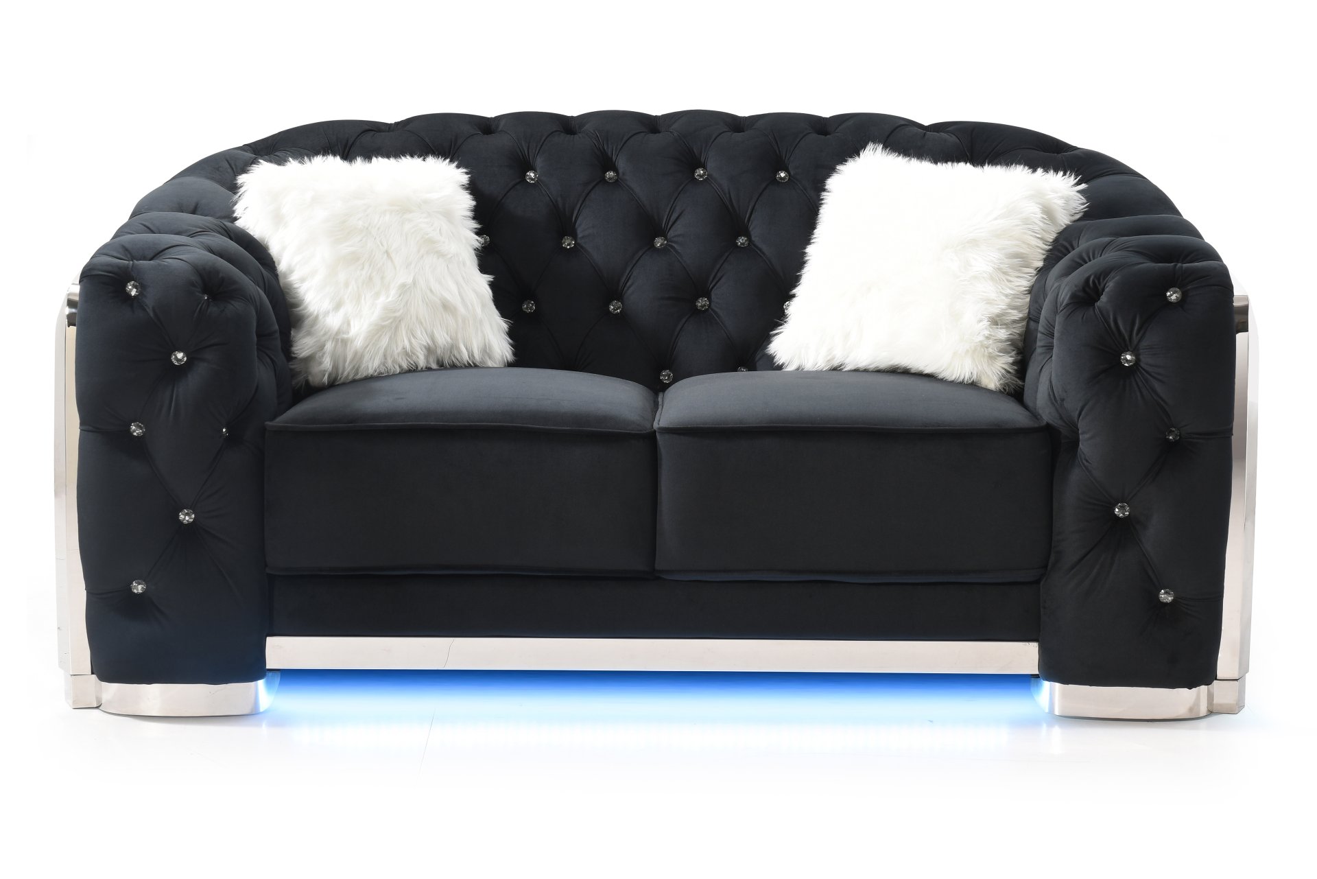 Loveseat With Flared Arms - Black - Image 5