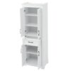 Freestanding Bathroom Vanity, Elegant Design With 4 Doors & 1 Drawer, Adjustable Shelves, Damping Hinges - White - Image 13
