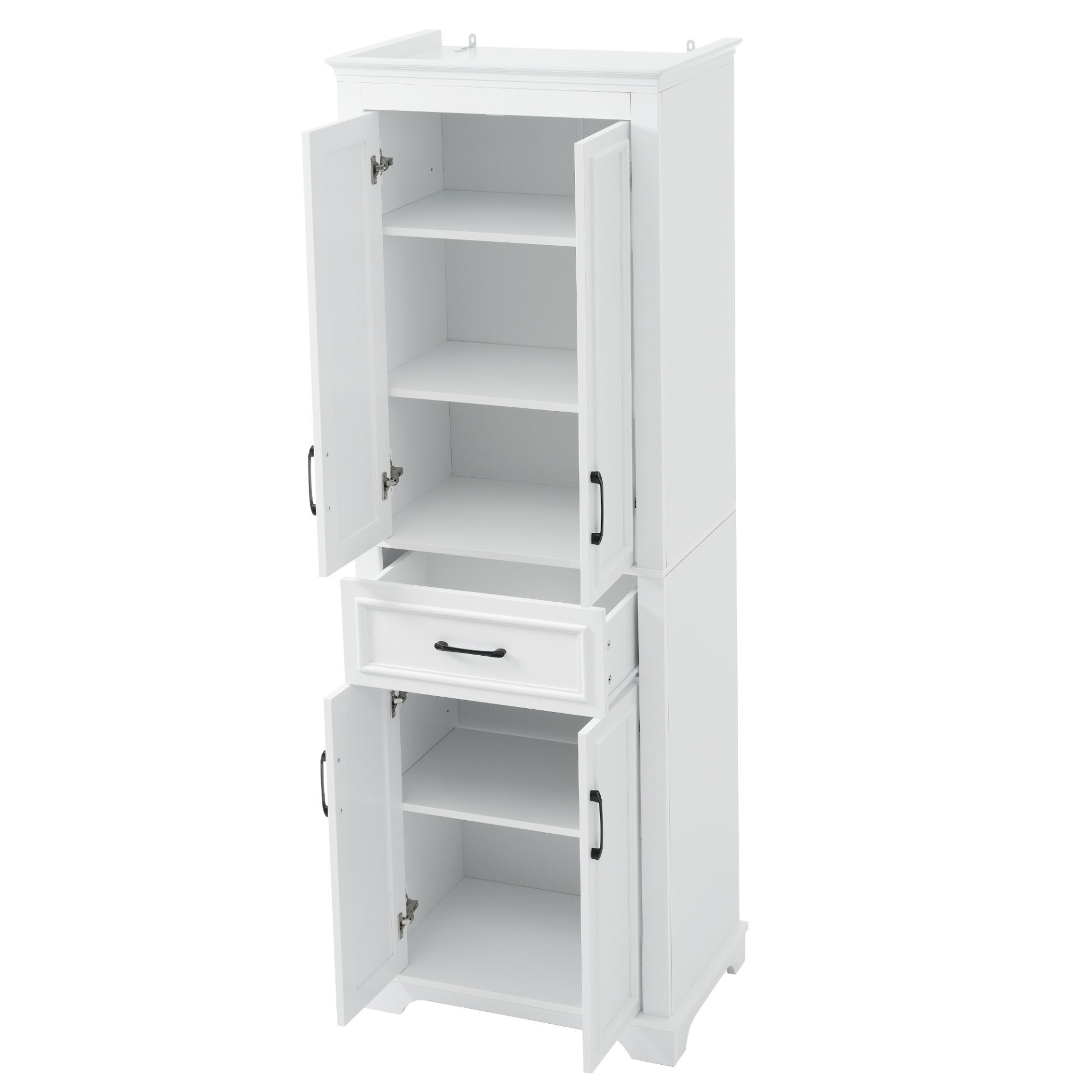 Freestanding Bathroom Vanity, Elegant Design With 4 Doors & 1 Drawer, Adjustable Shelves, Damping Hinges - White - Image 13