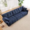 Modern 3 Seater Sofa Set And Pillows Frame, Textured Cover - Blue - Image 13